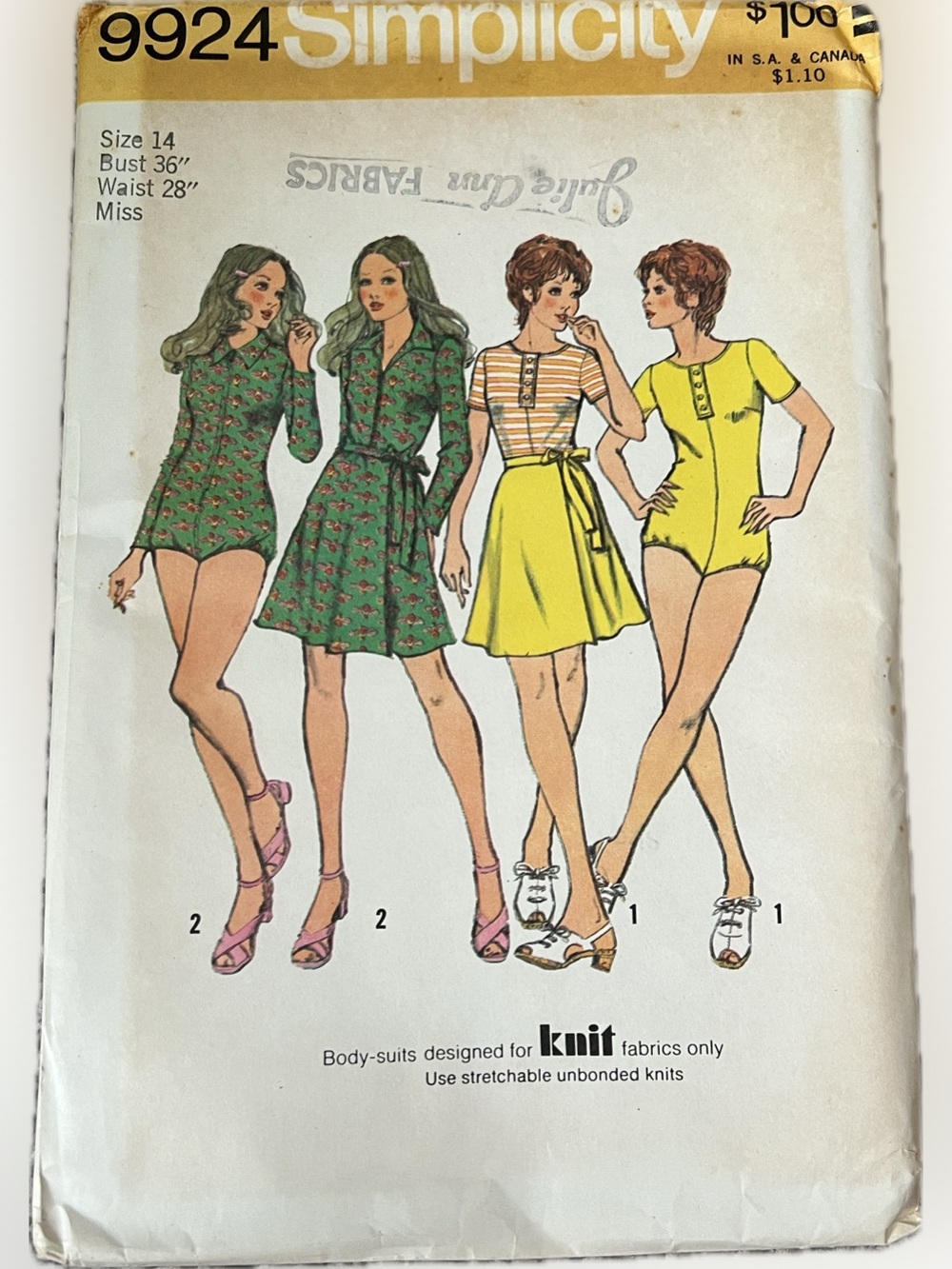 🔴New VTG Simplicity 9924 Body Suits Front Wrap Skirt Women Uncut Pattern Sew 14